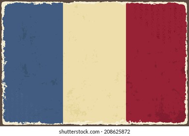French grunge flag. Vector illustration. Grunge effect can be cleaned easily.