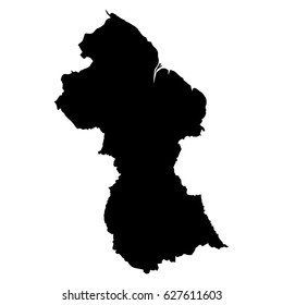French Guiana black map on white background vector