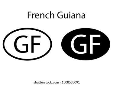 French Guiana country code icon.  Iso code country domain name.   GF - French Guiana abbreviated. vector