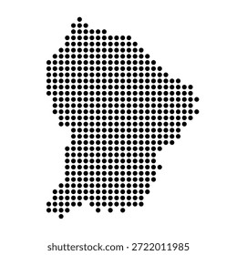 Mapa punteado de la Guayana Francesa. Ilustración de píxel de punto negro aislado sobre fondo blanco. Mosaico del círculo de Vector.