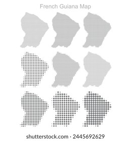 French Guiana Dotted map in different dot sizes