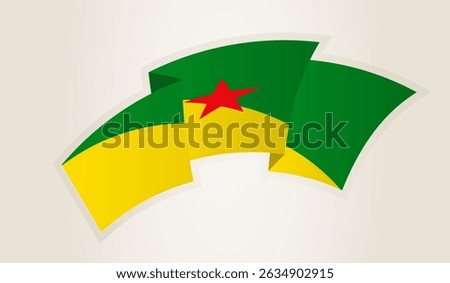 French Guiana Flag in Abstract Ribbon Shape, National Symbol of the French Guiana. This vector is ideal for use in national events, Independence Day, international sports competitions.