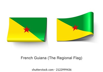French Guiana Flag Clothing Label Tag. Illustration Flag of French Guiana, the Region of France. Fabric Label Tag Concept Vector.