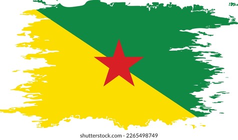 French Guiana flag grunge brush color image, vector