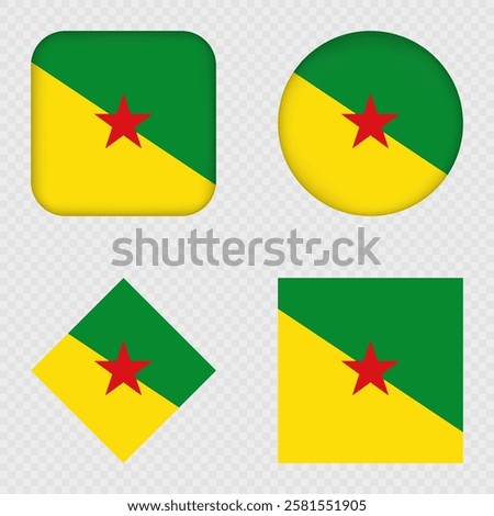 French Guiana Flag Icons Pack. Vector illustration.