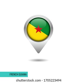 French Guiana flag map pin vector design template