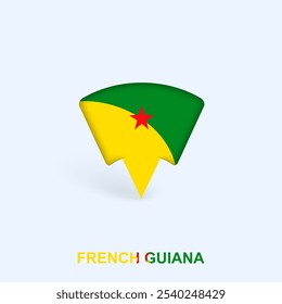 French Guiana Flag Map Pointer Design with Shadow. Vector illustrator.