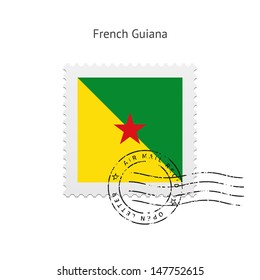 French Guiana Flag Postage Stamp on white background. Vector illustration.