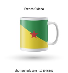French Guiana flag souvenir mug isolated on white background. Vector illustration.