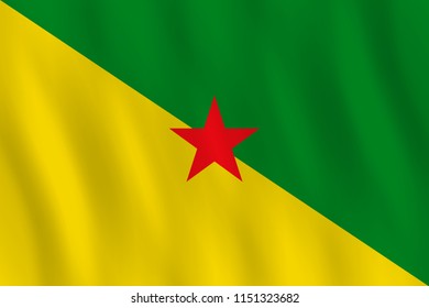 French Guiana flag with waving effect, official proportion.