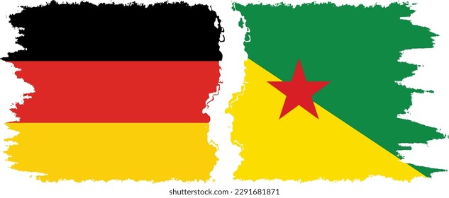 French Guiana and Germany grunge flags connection, vector