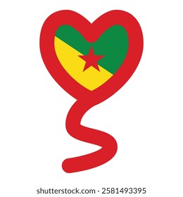 French Guiana heart ballon flag icon