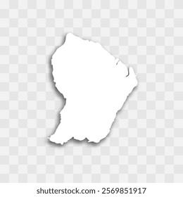 French Guiana high detailed vector representation of country silhouette. White color on transparent background with dropped shadow. For educational, decorative, or informational use.