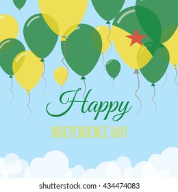 French Guiana Independence Day Flat Patriotic Card. Happy National Day French Guiana Vector Patriotic card. Flying Rubber Balloons in Colors of the French Guiana Flag.
