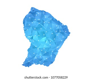 French Guiana Map - Abstract geometric rumpled triangular low poly style gradient graphic on white background , line dots polygonal design for your . Vector illustration eps 10.