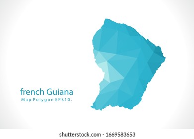 french Guiana Map Abstract geometric rumpled triangular low poly style gradient graphic on white background