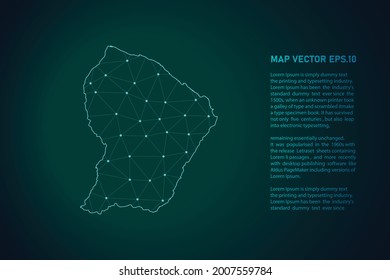 french Guiana map. Abstract mash line and point scales on dark background . 3D mesh polygonal network line, design sphere, dot and structure. Vector illustration eps 10.