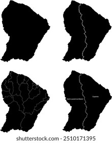 FRENCH GUIANA MAP with its administrative divisions and regions