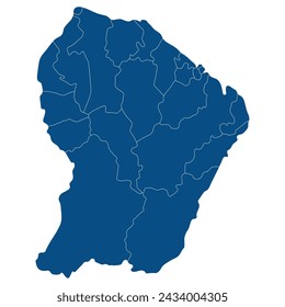 French Guiana map. Map of French Guiana in administrative provinces in blue color