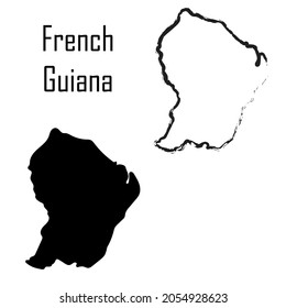 French Guiana Map Black White Vector Stock Vector (Royalty Free) 2054928623