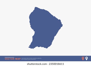 French Guiana Map - blue abstract style isolated on white background for infographic, design vector.