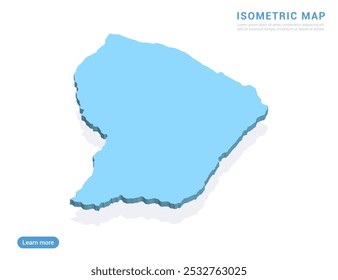 Mapa da Guiana Francesa azul sobre fundo branco com vetor isométrico.