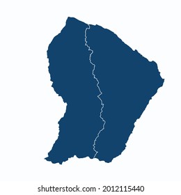 French Guiana map color vector modern. Silhouette map. on white background. 