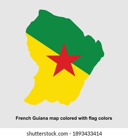 French Guiana map colored with flag colors isolated vector illustration