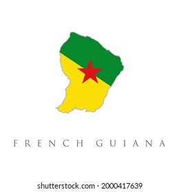 French Guiana map colored with flag colors isolated vector illustration. Highly detailed editable map of French Guiana, South America country territory borders vector illustration on white background