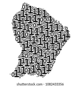 French Guiana Map composition icon of zero and one symbols in variable sizes. Vector digits are united into French Guiana Map illustration design concept.