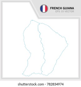 French Guiana map and flag in white background