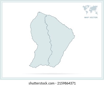 French Guiana map green vector on white background.
