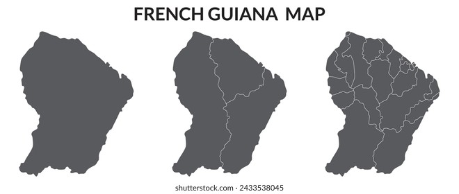 French Guiana map. Map of French Guiana in grey set