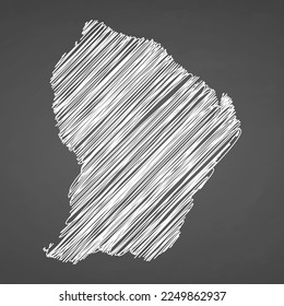 French Guiana map hand drawn sketch. Vector concept illustration flag, scribble map. Country map for infographic, brochures and presentations isolated on black background. Vector illustration.