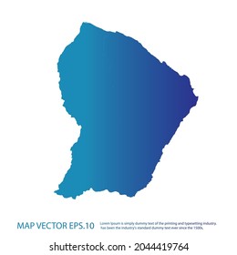 French Guiana map , infographic style , blue gradient color , on white background with Map World. Wire frame 3D mesh ,