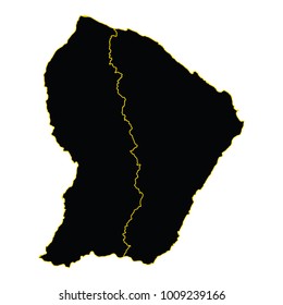 French Guiana map isolated on transparent background, Map-French Guiana map. Each city and border has separately. Vector illustration eps 10.