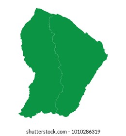 French Guiana map isolated on transparent background. high detailed Green map of French Guiana. Vector illustration eps 10.
