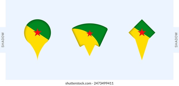 French Guiana Map Markers Set. Perfect for projects related to French Guiana, travel, geography, and international representation. Vector collection.
