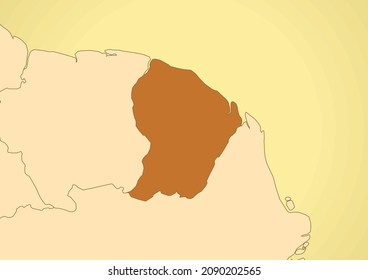 French Guiana map old vintage south America
