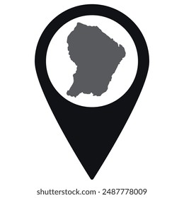 French Guiana map. Map of French Guiana on map pin icon black color isolated