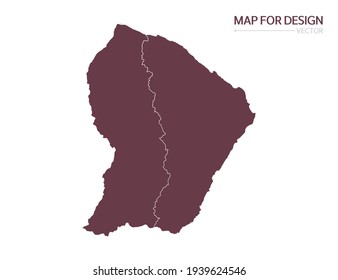 French Guiana map on white background vector illustration.
