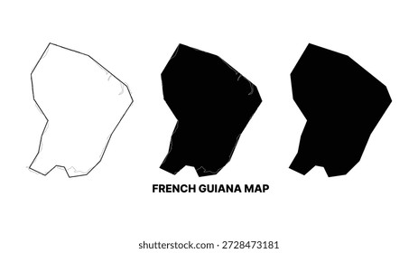 French guiana map outline vector illustration