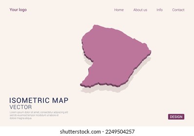 French Guiana map purple on white background with 3d isometric vector illustration