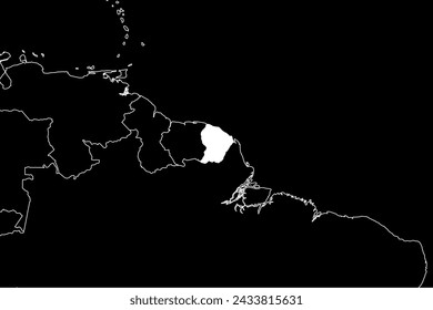 Mapa de Guayana Francesa Sudamérica fondo negro