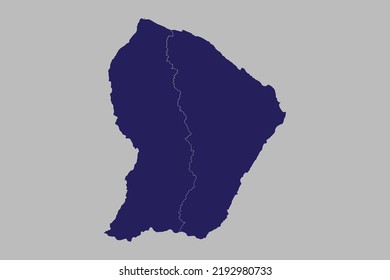 Vector de mapa de Guyana Francesa, color azul, aislado en fondo gris