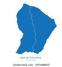 french Guiana map vector EPS.10 blue color. on white background .