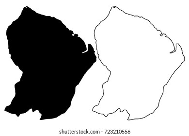 French Guiana map vector illustration, scribble sketch French Guiana 