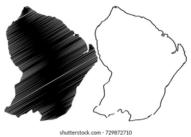 French Guiana map vector illustration, scribble sketch French Guiana 