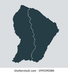 Französisch-Guayana-Karte, Vektorgrafik einzeln auf grauem Hintergrund