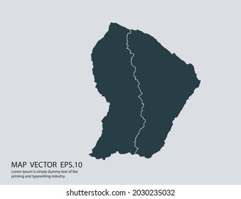 Mapa vectorial de Guyana Francesa, aislado en fondo gris